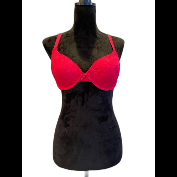Ambrielle Bra Size 36C Scarlet Red Underwire Lacy Sexy Lingerie Negligee Bra - Picture 2 of 10